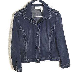 Liz Claiborne Bluejean Jacket, Dark Wash Slightly Distressed Size Large
